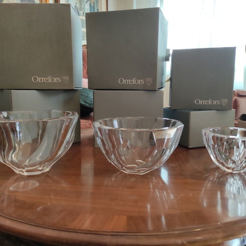 Orrefors bowls set of three like new, unused in box
