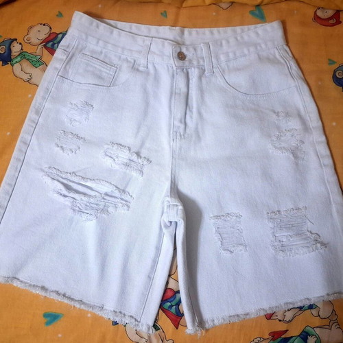 Shein White Denim Bermuda Shorts Size S Like New