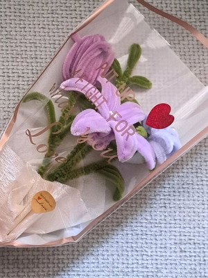 Handmade bouquet with tulip, lily and rose new