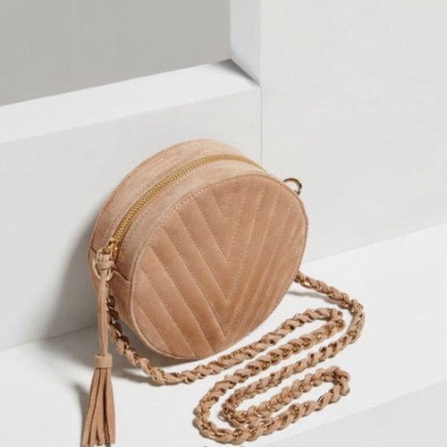 BCBG MaxAzria leather crossbody bag new, beige camel