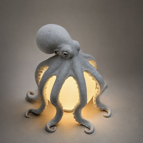 Octopus LED lamp handmade 3D printed, made to order