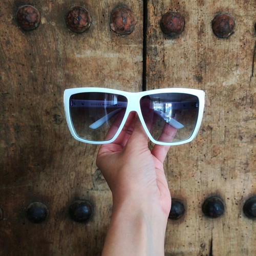 Gucci 3127/6 sunglasses white oversized square frame with gradient lenses like new