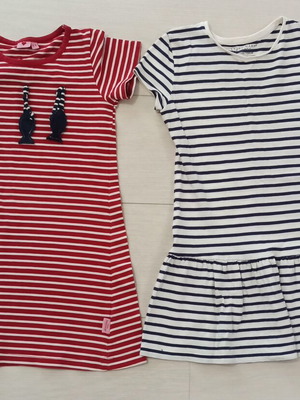 Primark cotton summer dresses for girl up to 7 years like new, blue and red