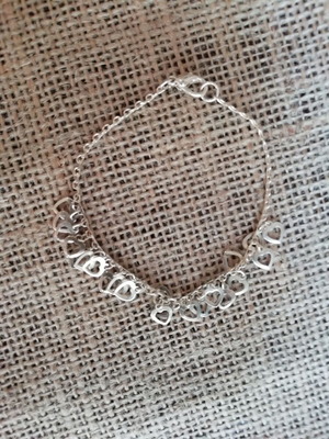 Stainless Steel Bracelet Hearts Silver Color new