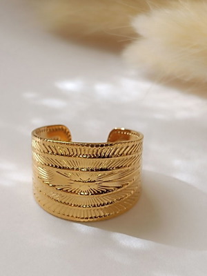 Cavalier ring stainless steel new, adjustable, gold-colored
