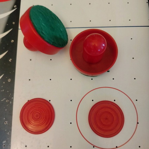 Air hockey table used with 2 sticks and 2 pucks