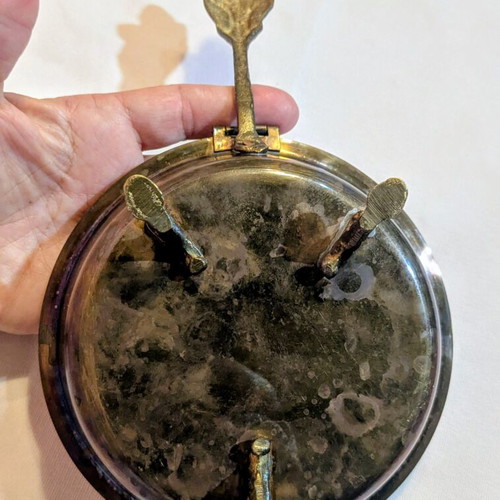 Vintage brass Silent Butler box with feet, decorative jewelry container