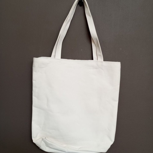 Tote bag "World Tour" fabric shoulder bag, white multicolor