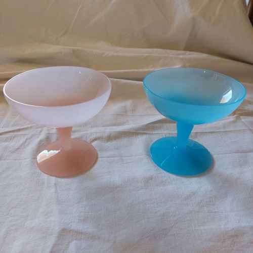 Opaline chocolate bowls used, pack of 2, vintage 11×12 cm