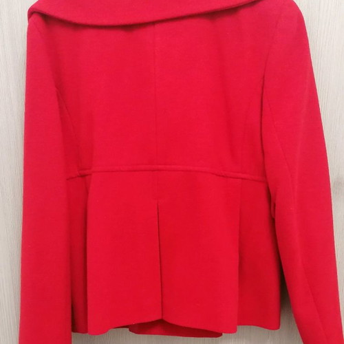 Red half coat with waist buttons, size M