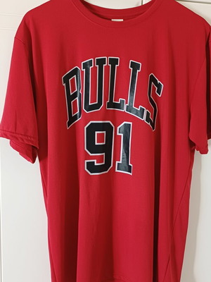 Chicago Bulls Dennis Rodman #91 T-Shirt Gildan Performance μεταχειρισμένο, μέγεθος L, κόκκινο