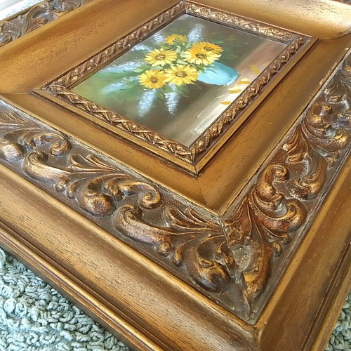 Oil painting like new with carved frame, unknown artist