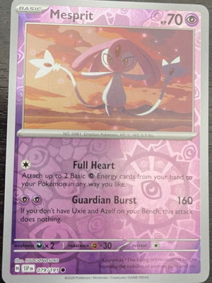 Pokemon card Mesprit 079/191 Sv08 Surging Sparks Reverse Holo new collectible