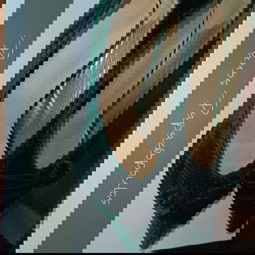 Παπούτσια Panos Papadopoulos χειροποίητα μεταχειρισμένα no 37 σμαράγδι πράσινο δέρμα και βελούδο