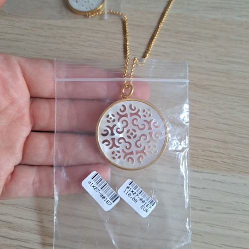 Oxette necklace new stainless steel with Ion Plated Rose Gold and semi-precious stones