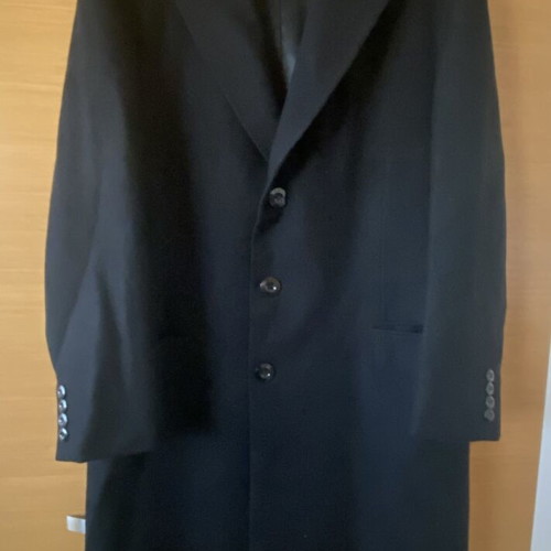 Men's single-breasted overcoat black wool like new, size Large