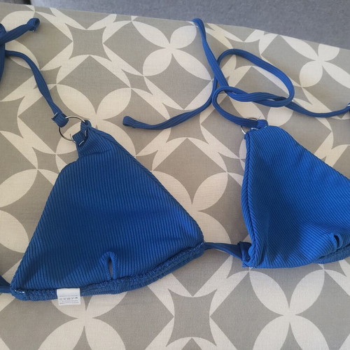 Shein Blue Triangle Bikini Top Size S New