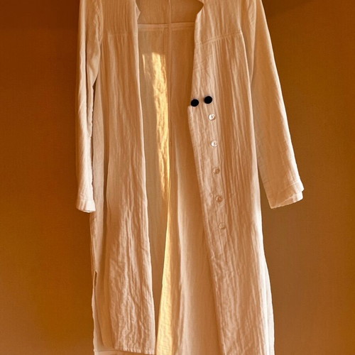 Cotton tunic dress white new, size Small with metal buttons
