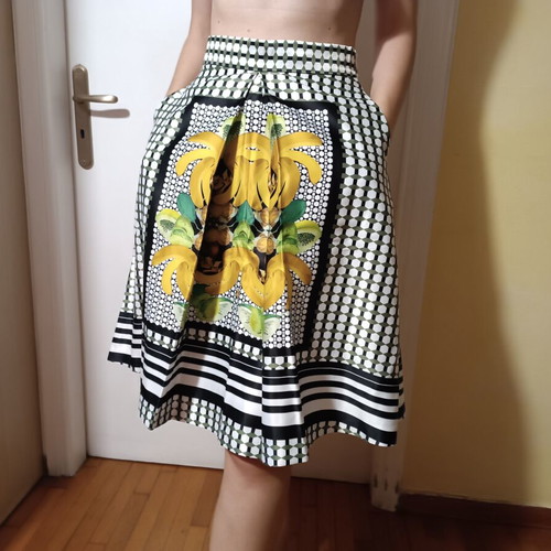 Tropicana Midi Skirt Axel new, satin, size XS-S, art deco print