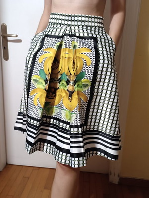 Tropicana Midi Skirt Axel new, satin, size XS-S, art deco print