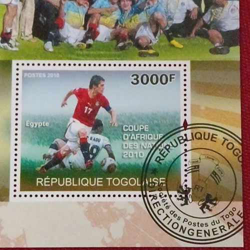 Feygie with stamp from Togo new, Africa Cup of Nations 2010