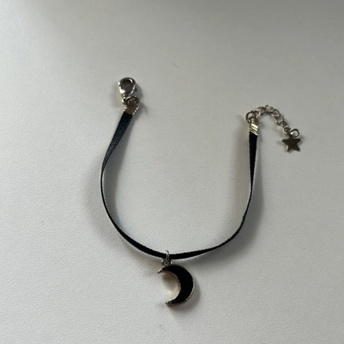 Black bracelet with moon charm new, unworn
