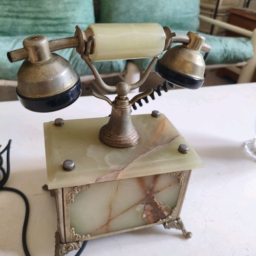 Antique marble and brass telephone used