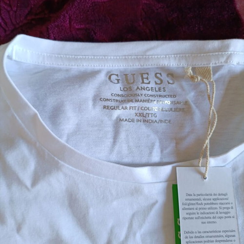 Guess women's blouse new, white and blue, size XXL