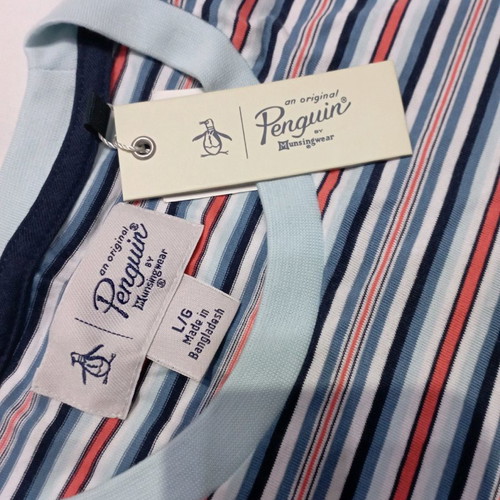Μπλούζα κοντομάνικη ριγέ αντρική Original Penguin καινούργια, μέγεθος L, μπλε και κόκκινο