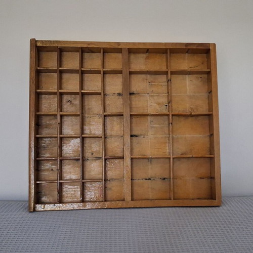 Printer's case used wooden antique with compartments