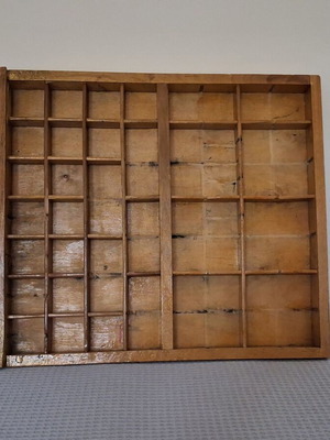 Printer's case used wooden antique with compartments
