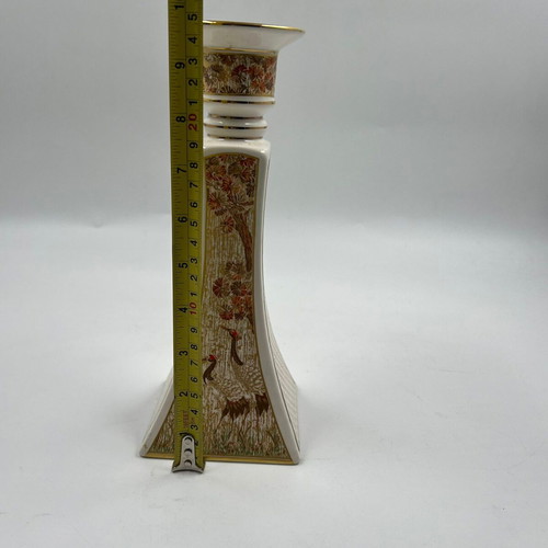 Vintage Porcelain Candlestick with 24K Gold Asian Decoration used