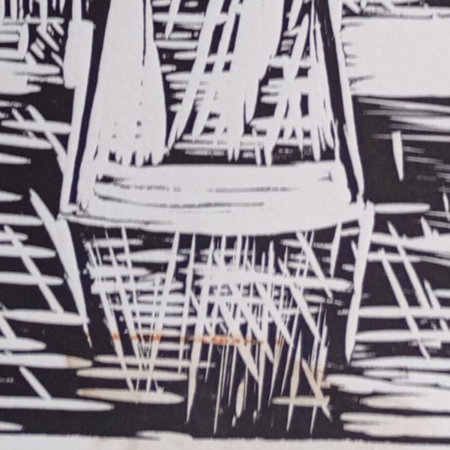 Woodcut artwork 'Dead Nature' signed by K. Evlogimenou