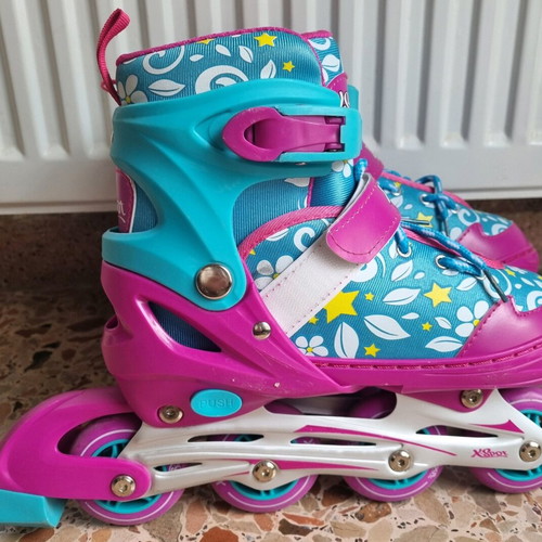 Roller skates used, size 34-37, fuchsia and turquoise for girls