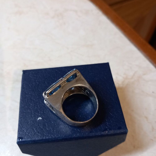 Silver 925 women's ring new with four genuine aquamarine stones