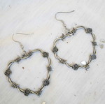 Metal heart earrings with roses new made of stainless steel