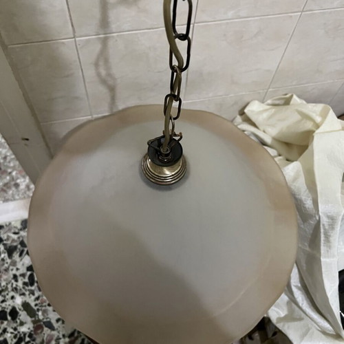 Vintage lamp light used, glass with beige shade