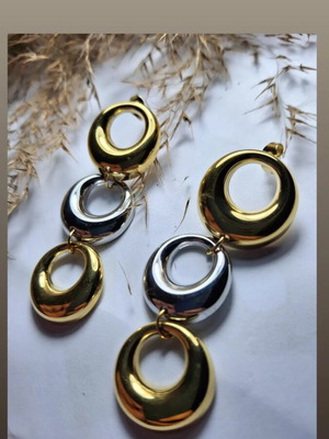 Earrings stainless steel new, gold and silver