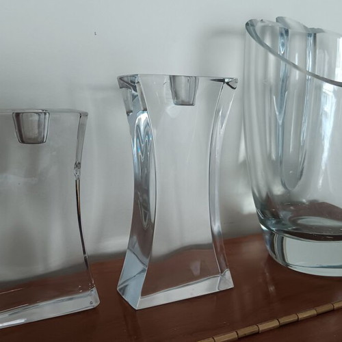 Vintage Atlantis & Krosno crystal decorative vase set of 3