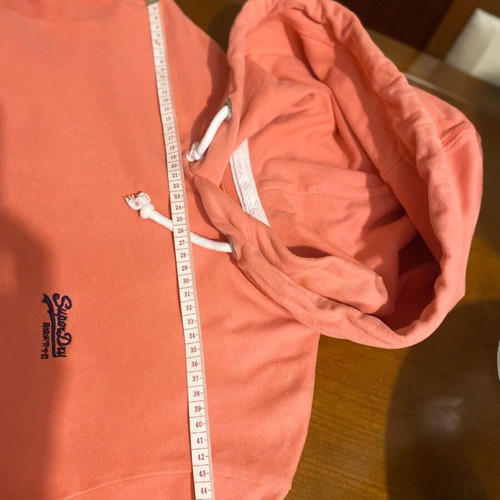 Superdry hoodie like new, pink coral, unisex, size L slim fit