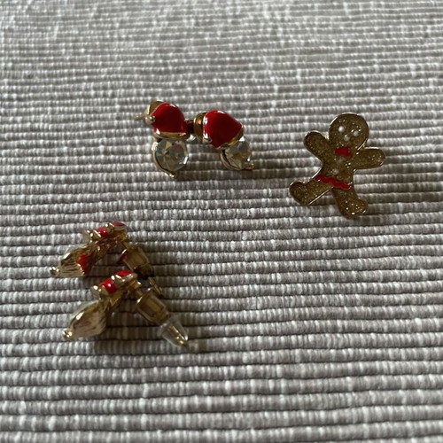 Festive stud earrings set with enamel and rhinestones