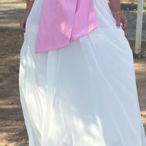 Dress for godmother used once, muslin, pink and white, size M