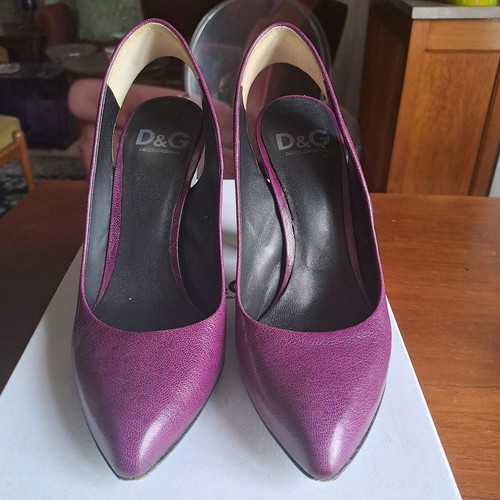 D&G slingback shoes used, leather, magenta purple, size 36.5