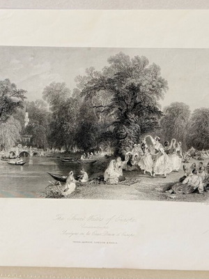 Authentic 19th century Thomas Allom engraving The Sweet Waters of Europe like new