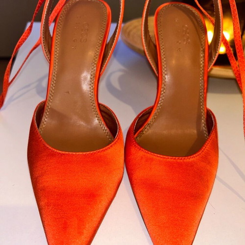 Asos orange satin heels like new, size 37