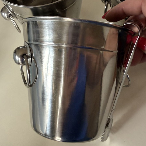 Metal Ice Buckets Set of 3 with Tongs used