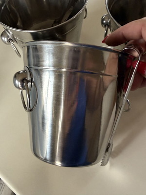 Metal Ice Buckets Set of 3 with Tongs used