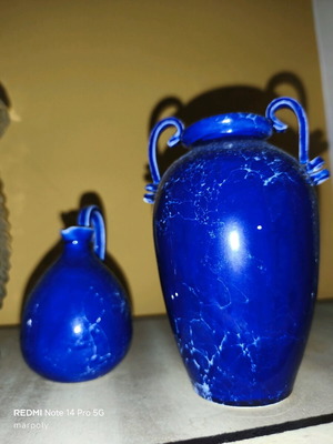 Vintage blue glass vases set new, decorative