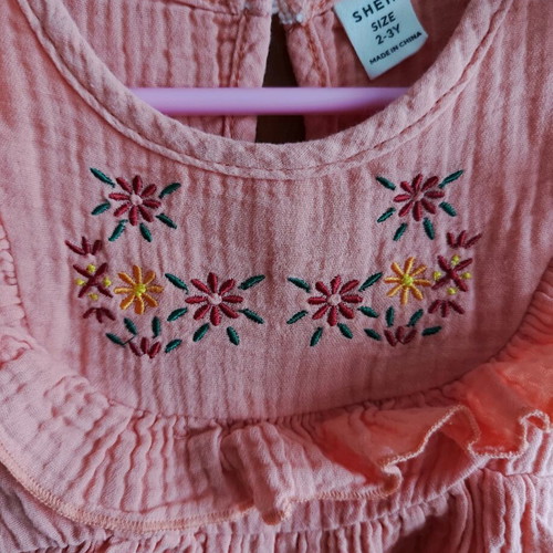 Shein dress 2-3 years like new, pink-peach with matching ribbon