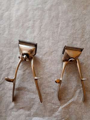Vintage barber tools used, manual hair clippers and shavers